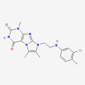 molecular formula C19H21ClN6O2 B2501360 8-(2-((3-氯-4-甲苯基)氨基)乙基)-1,6,7-三甲基-1H-咪唑并[2,1-f]嘌呤-2,4(3H,8H)-二酮 CAS No. 923128-83-0