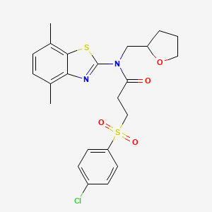 B2501366 3-((4-chlorophenyl)sulfonyl)-N-(4,7-dimethylbenzo[d]thiazol-2-yl)-N-((tetrahydrofuran-2-yl)methyl)propanamide CAS No. 920212-83-5