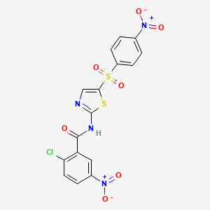 molecular formula C16H9ClN4O7S2 B2501374 2-氯-5-硝基-N-[5-(4-硝基苯基)磺酰基-1,3-噻唑-2-基]苯甲酰胺 CAS No. 349615-36-7