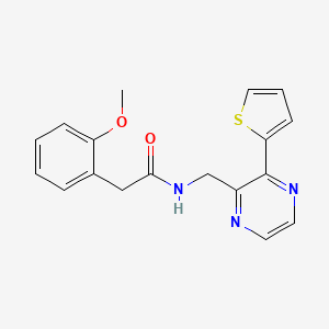 molecular formula C18H17N3O2S B2501381 2-(2-methoxyphenyl)-N-((3-(thiophen-2-yl)pyrazin-2-yl)methyl)acetamide CAS No. 2034496-08-5