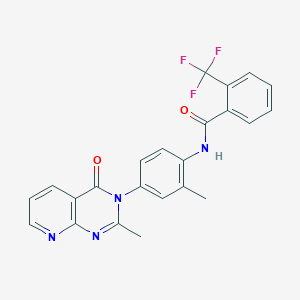 molecular formula C23H17F3N4O2 B2501391 N-(2-methyl-4-(2-methyl-4-oxopyrido[2,3-d]pyrimidin-3(4H)-yl)phenyl)-2-(trifluoromethyl)benzamide CAS No. 921866-66-2