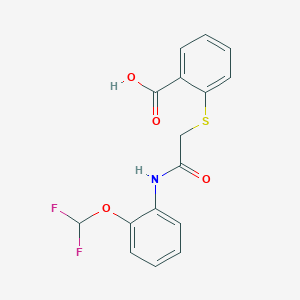 molecular formula C16H13F2NO4S B2501393 2-[(({[2-(二氟甲氧基)苯基]氨基羰基}甲基)硫代]苯甲酸 CAS No. 790263-46-6