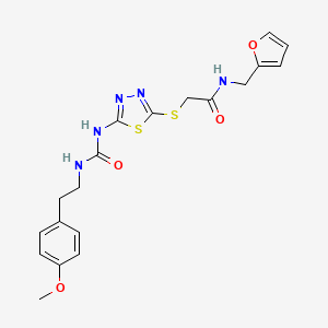 molecular formula C19H21N5O4S2 B2501419 N-(呋喃-2-基甲基)-2-((5-(3-(4-甲氧基苯乙基)脲基)-1,3,4-噻二唑-2-基)硫代)乙酰胺 CAS No. 1171474-32-0