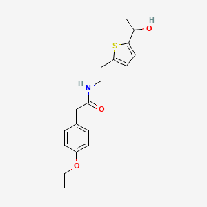 molecular formula C18H23NO3S B2501420 2-(4-乙氧基苯基)-N-{2-[5-(1-羟乙基)噻吩-2-基]乙基}乙酰胺 CAS No. 2097935-06-1