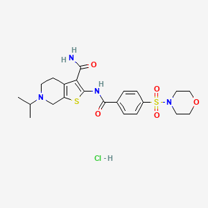 molecular formula C22H29ClN4O5S2 B2501429 6-异丙基-2-(4-(吗啉磺酰基)苯甲酰胺)-4,5,6,7-四氢噻吩并[2,3-c]吡啶-3-甲酰胺盐酸盐 CAS No. 1216461-65-2