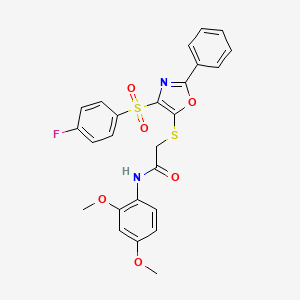 B2501436 N-(2,4-dimethoxyphenyl)-2-((4-((4-fluorophenyl)sulfonyl)-2-phenyloxazol-5-yl)thio)acetamide CAS No. 850926-01-1