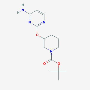 molecular formula C14H22N4O3 B2501438 叔丁基3-(4-氨基嘧啶-2-基)氧代哌啶-1-羧酸酯 CAS No. 1271239-59-8