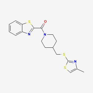 molecular formula C18H19N3OS3 B2501443 苯并[d]噻唑-2-基(4-(((4-甲基噻唑-2-基)硫代)甲基)哌啶-1-基)甲酮 CAS No. 1421497-39-3
