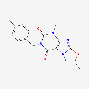 molecular formula C17H16N4O3 B2501452 1,7-二甲基-3-(4-甲基苄基)噁唑并[2,3-f]嘌呤-2,4(1H,3H)-二酮 CAS No. 899751-24-7
