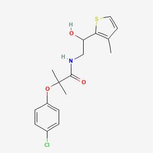 molecular formula C17H20ClNO3S B2501457 2-(4-chlorophenoxy)-N-(2-hydroxy-2-(3-methylthiophen-2-yl)ethyl)-2-methylpropanamide CAS No. 1351596-52-5