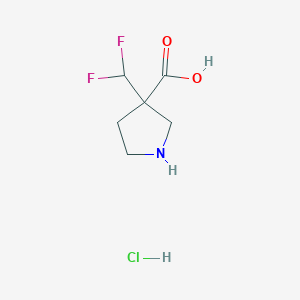molecular formula C6H10ClF2NO2 B2501463 3-(二氟甲基)吡咯烷-3-羧酸盐酸盐 CAS No. 1820674-06-3