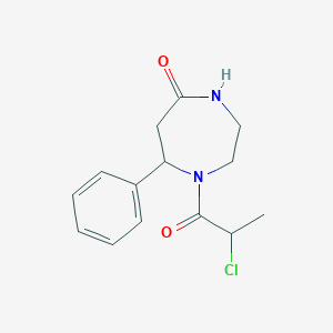 molecular formula C14H17ClN2O2 B2501464 1-(2-Chloropropanoyl)-7-phenyl-1,4-diazepan-5-one CAS No. 2411223-77-1