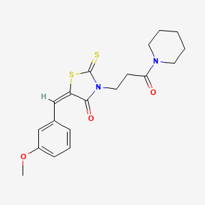 (E)-5-(3-methoxybenzylidene)-3-(3-oxo-3-(piperidin-1-yl)propyl)-2-thioxothiazolidin-4-one