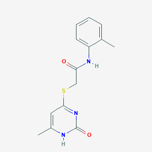 molecular formula C14H15N3O2S B2501470 2-[(6-methyl-2-oxo-1H-pyrimidin-4-yl)sulfanyl]-N-(2-methylphenyl)acetamide CAS No. 905690-41-7