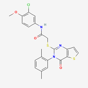 molecular formula C23H20ClN3O3S2 B2501471 N-(3-chloro-4-methoxyphenyl)-2-{[3-(2,5-dimethylphenyl)-4-oxo-3,4-dihydrothieno[3,2-d]pyrimidin-2-yl]sulfanyl}acetamide CAS No. 1291848-23-1