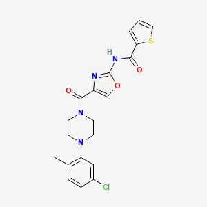 molecular formula C20H19ClN4O3S B2501482 N-(4-(4-(5-chloro-2-methylphenyl)piperazine-1-carbonyl)oxazol-2-yl)thiophene-2-carboxamide CAS No. 1286727-93-2