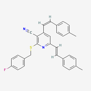 2-[(4-Fluorobenzyl)sulfanyl]-4,6-bis(4-methylstyryl)nicotinonitrile