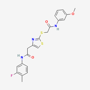 N-(3-fluoro-4-methylphenyl)-2-(2-((2-((3-methoxyphenyl)amino)-2-oxoethyl)thio)thiazol-4-yl)acetamide