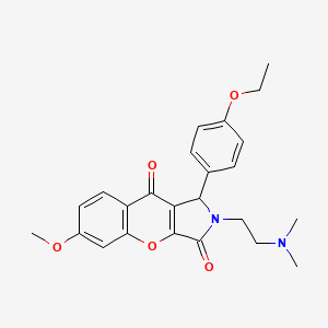 molecular formula C24H26N2O5 B2501523 2-(2-(二甲氨基)乙基)-1-(4-乙氧基苯基)-6-甲氧基-1,2-二氢苯并[2,3-c]吡咯-3,9-二酮 CAS No. 886154-60-5