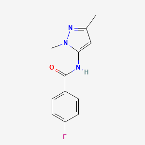 molecular formula C12H12FN3O B2501539 N-(1,3-dimethyl-1H-pyrazol-5-yl)-4-fluorobenzenecarboxamide CAS No. 956723-30-1