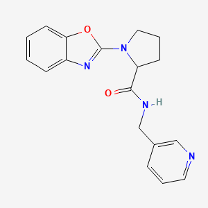 molecular formula C18H18N4O2 B2501540 1-(benzo[d]oxazol-2-yl)-N-(pyridin-3-ylmethyl)pyrrolidine-2-carboxamide CAS No. 2034201-27-7