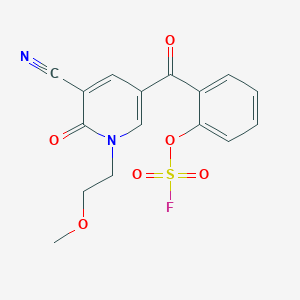 molecular formula C16H13FN2O6S B2501549 3-Cyano-5-(2-fluorosulfonyloxybenzoyl)-1-(2-methoxyethyl)-2-oxopyridine CAS No. 2411286-10-5