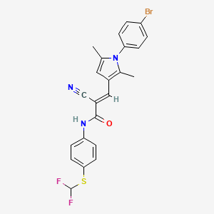 (E)-3-[1-(4-bromophenyl)-2,5-dimethylpyrrol-3-yl]-2-cyano-N-[4-(difluoromethylsulfanyl)phenyl]prop-2-enamide