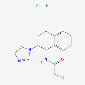 molecular formula C15H17Cl2N3O B2501557 2-Chloro-N-(2-imidazol-1-yl-1,2,3,4-tetrahydronaphthalen-1-yl)acetamide;hydrochloride CAS No. 2411217-11-1