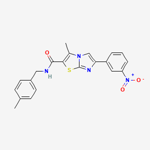 molecular formula C21H18N4O3S B2501559 3-methyl-N-(4-methylbenzyl)-6-(3-nitrophenyl)imidazo[2,1-b]thiazole-2-carboxamide CAS No. 1005300-83-3