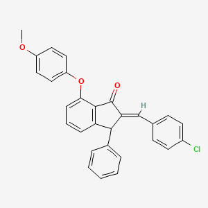 2-[(4-Chlorophenyl)methylene]-7-(4-methoxyphenoxy)-3-phenyl-1-indanone