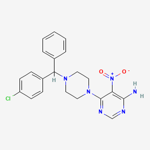 molecular formula C21H21ClN6O2 B2501579 6-{4-[(4-Chlorophenyl)(phenyl)methyl]piperazin-1-yl}-5-nitropyrimidin-4-amine CAS No. 681271-51-2