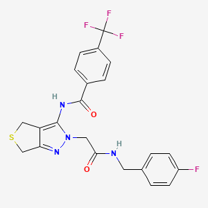molecular formula C22H18F4N4O2S B2501606 N-(2-(2-((4-fluorobenzyl)amino)-2-oxoethyl)-4,6-dihydro-2H-thieno[3,4-c]pyrazol-3-yl)-4-(trifluoromethyl)benzamide CAS No. 1105219-07-5