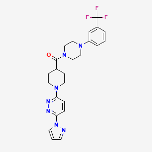 molecular formula C24H26F3N7O B2501608 (1-(6-(1H-pyrazol-1-yl)pyridazin-3-yl)piperidin-4-yl)(4-(3-(trifluoromethyl)phenyl)piperazin-1-yl)methanone CAS No. 1286719-02-5