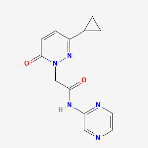 molecular formula C13H13N5O2 B2501609 2-(3-cyclopropyl-6-oxopyridazin-1(6H)-yl)-N-(pyrazin-2-yl)acetamide CAS No. 2034424-77-4