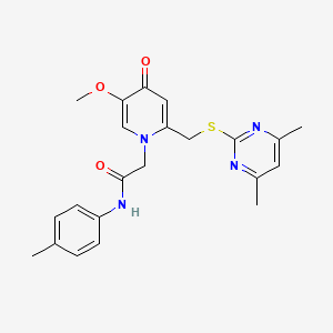 molecular formula C22H24N4O3S B2501619 2-(2-(((4,6-dimethylpyrimidin-2-yl)thio)methyl)-5-methoxy-4-oxopyridin-1(4H)-yl)-N-(p-tolyl)acetamide CAS No. 933252-97-2