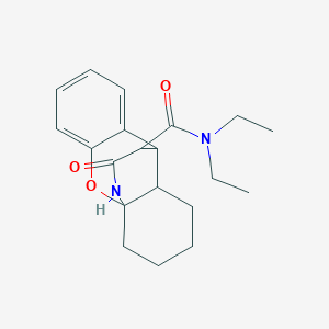 molecular formula C20H26N2O3 B2501623 N,N-diethyl-12-oxo-1,2,3,4,9,9a-hexahydro-4a,9-(epiminoethano)xanthene-11-carboxamide CAS No. 1005162-23-1