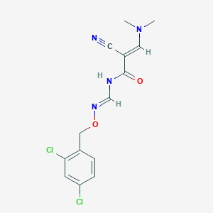 molecular formula C14H14Cl2N4O2 B2501657 (E)-2-Cyano-N-((E)-(2,4-dichlorobenzyloxyimino)methyl)-3-(dimethylamino)acrylamide CAS No. 338404-38-9