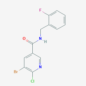 5-bromo-6-chloro-N-[(2-fluorophenyl)methyl]pyridine-3-carboxamide