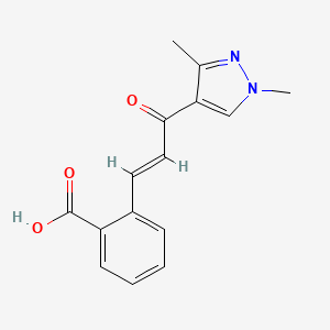 molecular formula C15H14N2O3 B2501688 (E)-2-(3-(1,3-dimethyl-1H-pyrazol-4-yl)-3-oxoprop-1-en-1-yl)benzoic acid CAS No. 1798417-07-8