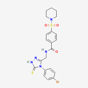 molecular formula C21H22BrN5O3S2 B2501690 N-((4-(4-bromophenyl)-5-thioxo-4,5-dihydro-1H-1,2,4-triazol-3-yl)methyl)-4-(piperidin-1-ylsulfonyl)benzamide CAS No. 391888-48-5