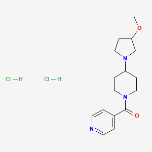 molecular formula C16H25Cl2N3O2 B2501691 [4-(3-Methoxypyrrolidin-1-yl)piperidin-1-yl]-pyridin-4-ylmethanone;dihydrochloride CAS No. 2320857-80-3