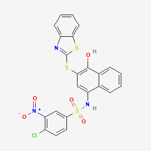molecular formula C23H14ClN3O5S3 B2501722 N-[3-(1,3-benzothiazol-2-ylsulfanyl)-4-hydroxynaphthalen-1-yl]-4-chloro-3-nitrobenzenesulfonamide CAS No. 477498-92-3