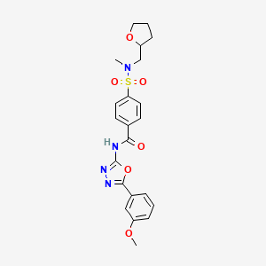 molecular formula C22H24N4O6S B2501729 N-[5-(3-甲氧基苯基)-1,3,4-恶二唑-2-基]-4-{甲基[(氧戊环-2-基)甲基]磺酰胺}苯甲酰胺 CAS No. 868677-21-8
