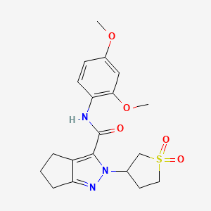 molecular formula C19H23N3O5S B2501732 N-(2,4-dimethoxyphenyl)-2-(1,1-dioxidotetrahydrothiophen-3-yl)-2,4,5,6-tetrahydrocyclopenta[c]pyrazole-3-carboxamide CAS No. 2320851-45-2