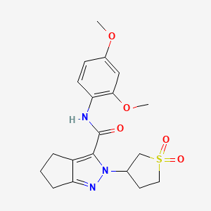 molecular formula C19H23N3O5S B2501732 N-(2,4-dimethoxyphenyl)-2-(1,1-dioxo-1lambda6-thiolan-3-yl)-2H,4H,5H,6H-cyclopenta[c]pyrazole-3-carboxamide CAS No. 2320851-45-2