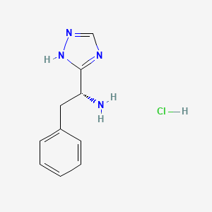 molecular formula C10H13ClN4 B2501733 (1R)-2-苯基-1-(1H-1,2,4-三唑-5-基)乙胺；盐酸盐 CAS No. 2253619-94-0