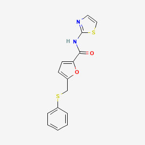 molecular formula C15H12N2O2S2 B2501736 5-(phenylsulfanylmethyl)-N-(1,3-thiazol-2-yl)furan-2-carboxamide CAS No. 831234-50-5