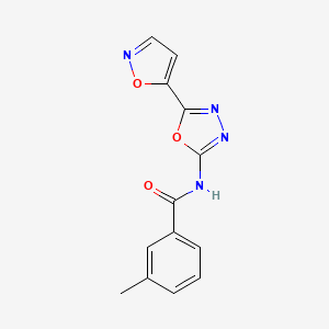 molecular formula C13H10N4O3 B2501749 N-(5-(isoxazol-5-yl)-1,3,4-oxadiazol-2-yl)-3-methylbenzamide CAS No. 946312-42-1