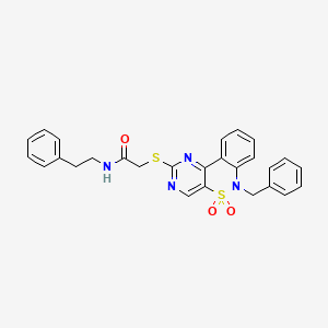 2-((6-benzyl-5,5-dioxido-6H-benzo[c]pyrimido[4,5-e][1,2]thiazin-2-yl)thio)-N-phenethylacetamide