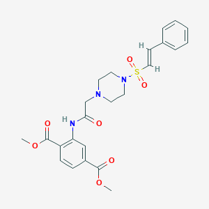 molecular formula C24H27N3O7S B2501754 dimethyl 2-[[2-[4-[(E)-2-phenylethenyl]sulfonylpiperazin-1-yl]acetyl]amino]benzene-1,4-dicarboxylate CAS No. 790242-14-7